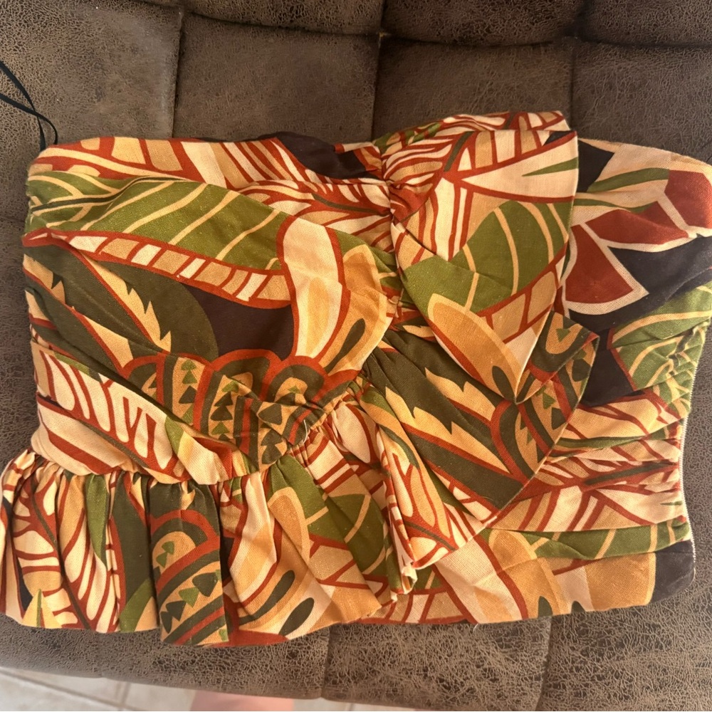 Zara- Tropical strapless top with asymmetrical detailing